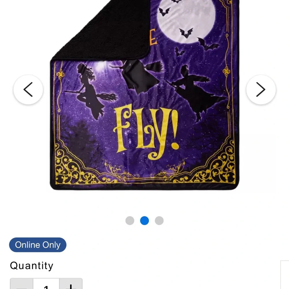 Source Unknown Purple and Gold Halloween 'Come! We Fly!' Throw Blanket